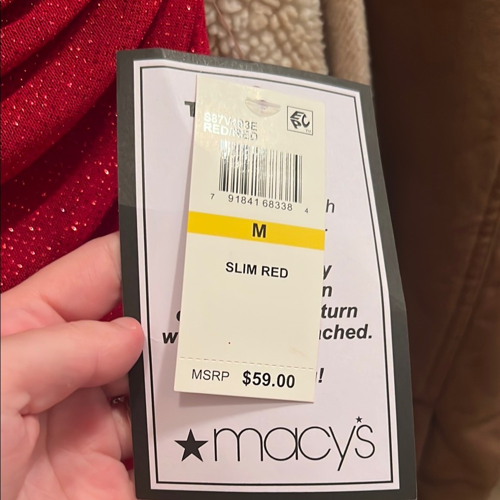 Macy's Red Glitter Ruched Dress - Picture 2 of 4